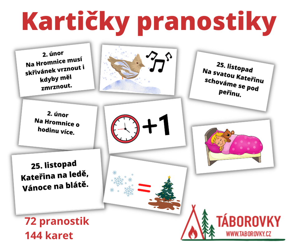 Kartičky pranostiky vhodná aktivity pro děti do místnosti